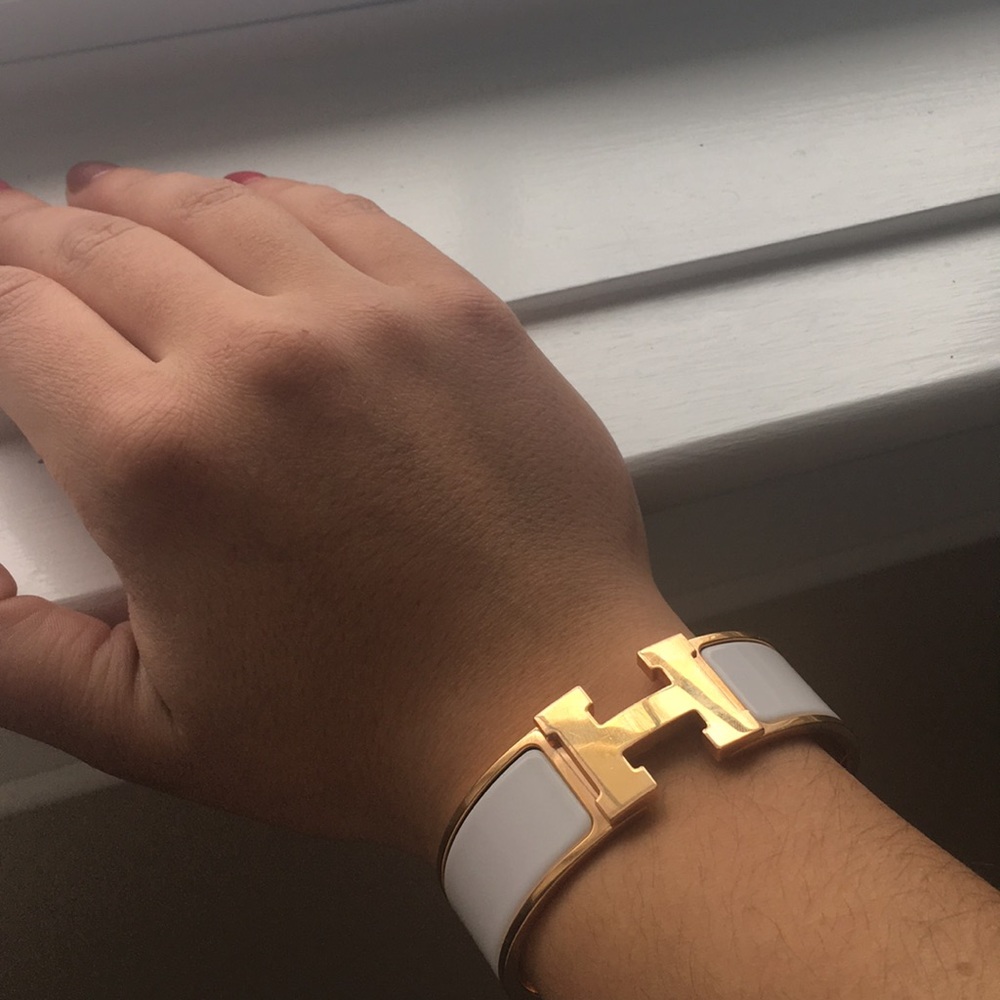 Authentic Hermes White H Clic Clac bracelet